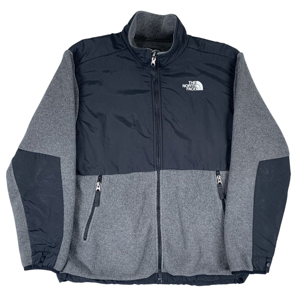 The North Face Denali Fleece Jacket Boys XL Grey Black Polartec Full Zip